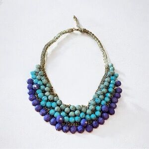Elegant Blue and Purple Beaded Necklace
